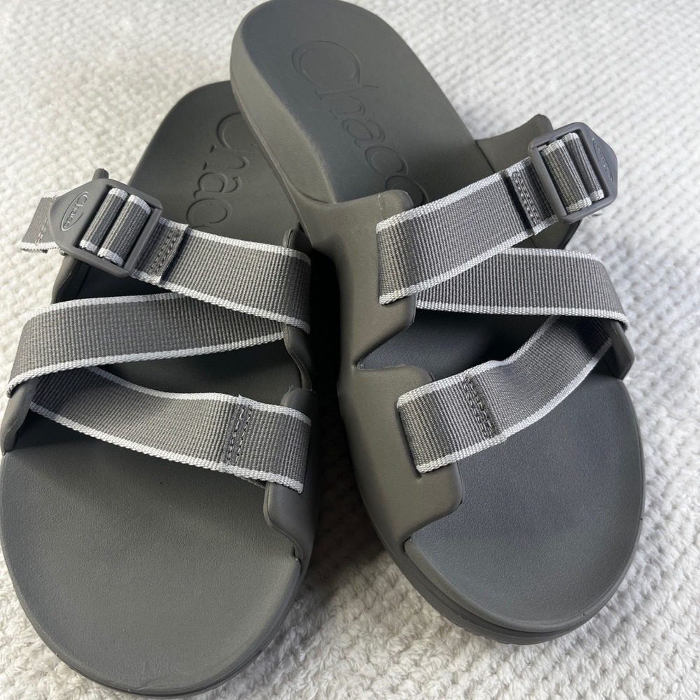 Chaco Chillos Slide Grey Mens Sandals Adjustable Straps Size 11 JCH107595